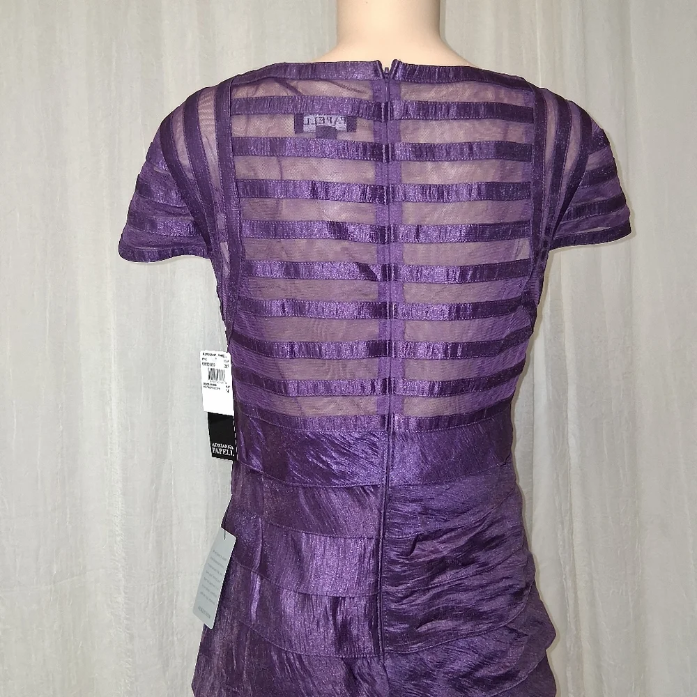 Adrianna Papell New  Rich Purple Layered Mini Dress - Picture 8 of 16
